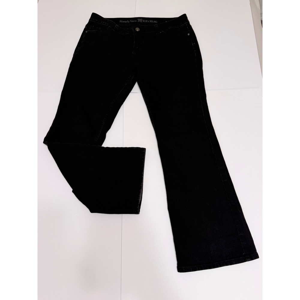 Simply Vera Vera Wang Black Bootcut Jeans Mid Rise Denim Pants size 14P